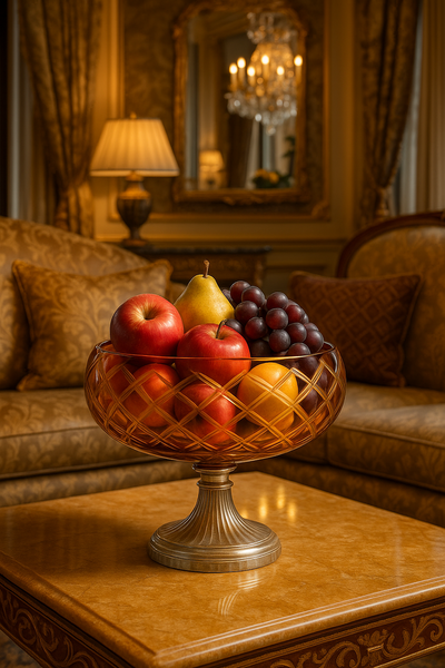 {{ vendor }} Verdura Pedestal Bowl (Sunlit Amber) — handcrafted luxury glassware