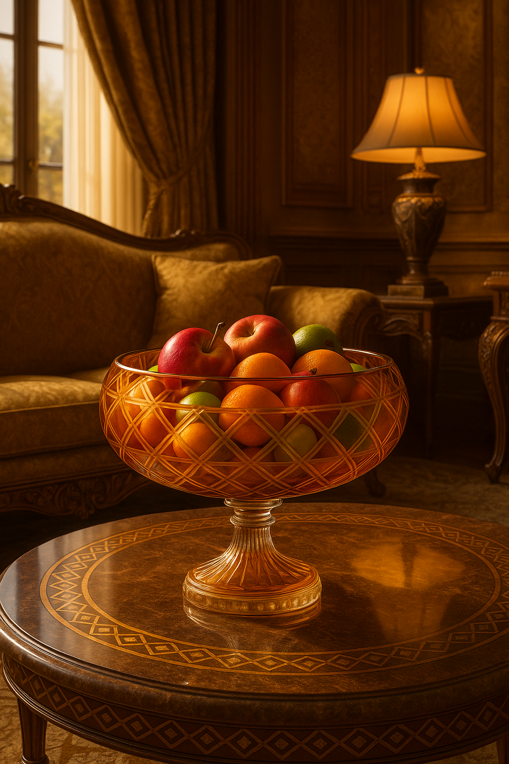 {{ vendor }} Verdura Pedestal Bowl (Sunlit Amber) — handcrafted luxury glassware