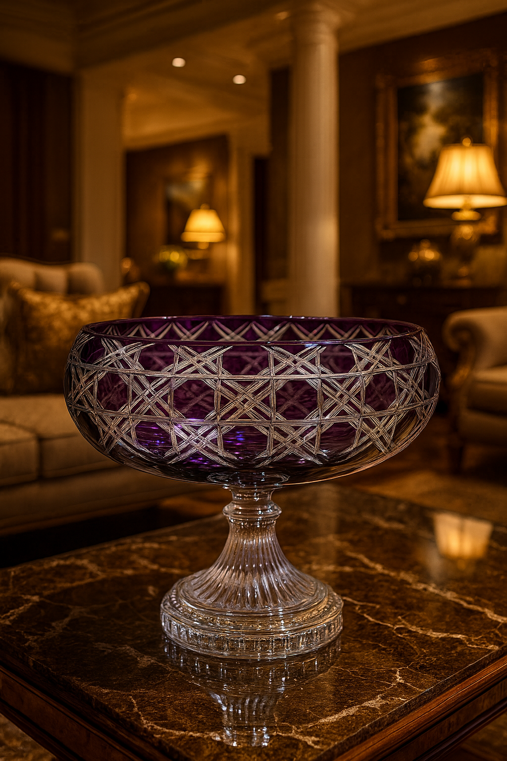 {{ vendor }} Verdura Pedestal Bowl (Regal Violet) — handcrafted luxury glassware