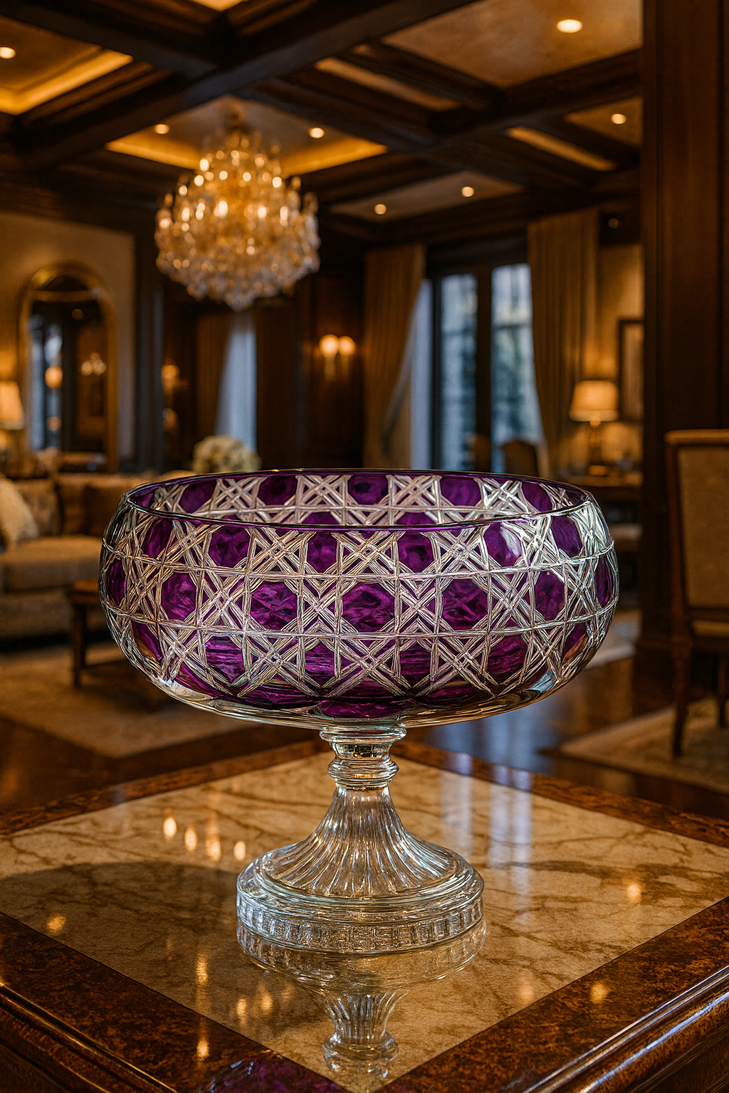 {{ vendor }} Verdura Pedestal Bowl (Regal Violet) — handcrafted luxury glassware