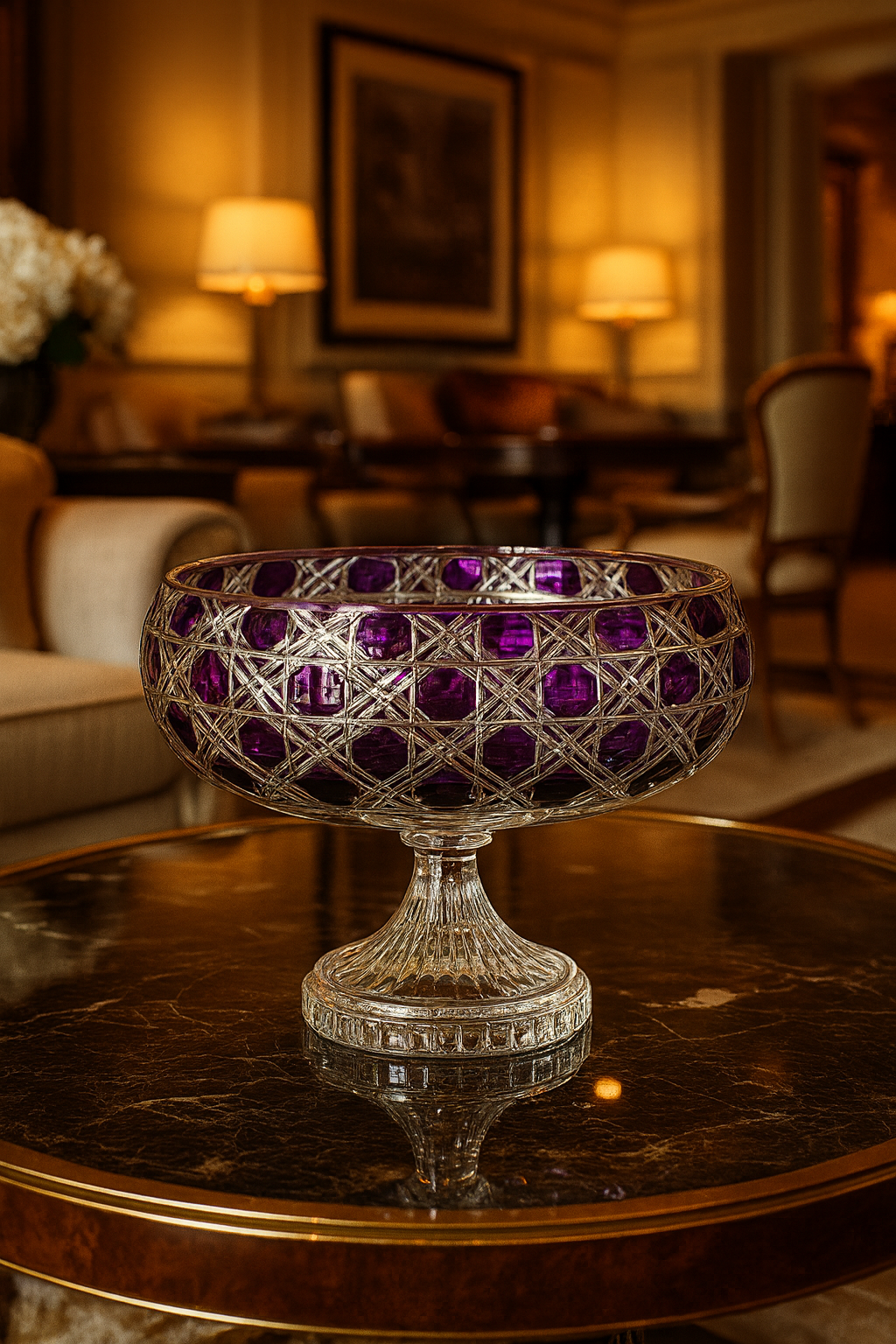 {{ vendor }} Verdura Pedestal Bowl (Regal Violet) — handcrafted luxury glassware