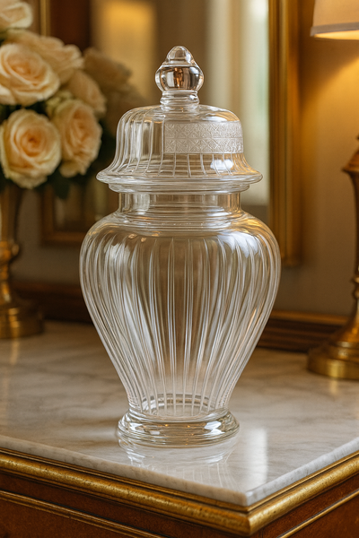 {{ vendor }} Solistra Lidded Vase — handcrafted luxury glassware