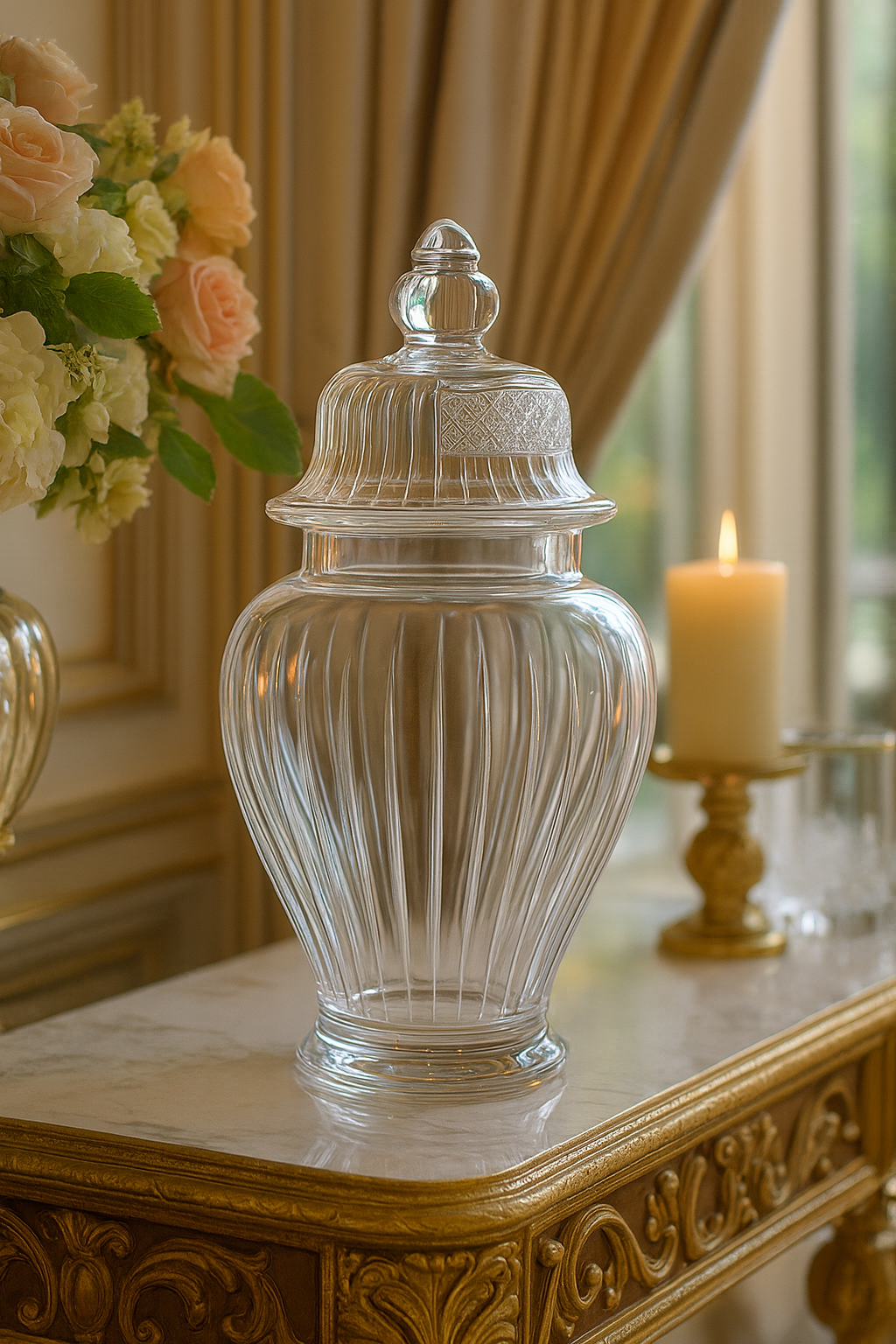 {{ vendor }} Solistra Lidded Vase — handcrafted luxury glassware
