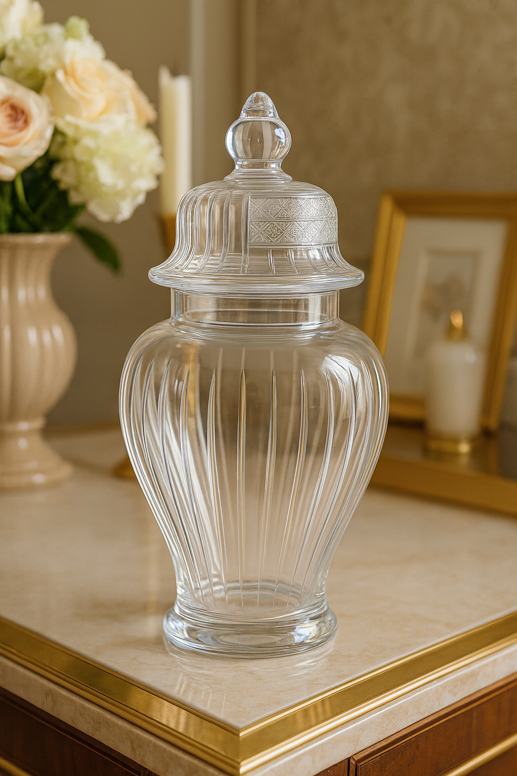 {{ vendor }} Solistra Lidded Vase — handcrafted luxury glassware