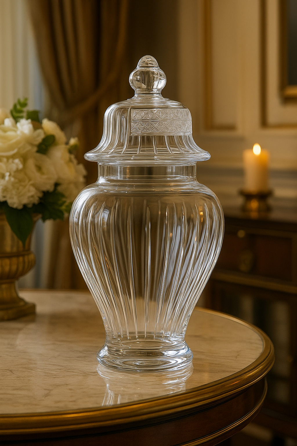 {{ vendor }} Solistra Lidded Vase — handcrafted luxury glassware