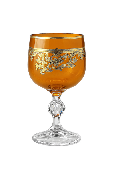 {{ vendor }} Roccaré Cordial Goblet (Sunlit Amber) — handcrafted luxury glassware