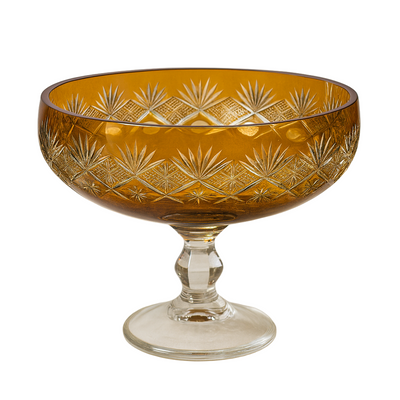 {{ vendor }} Coronet Pedestal Bowl (Sunlit Amber) — handcrafted luxury glassware