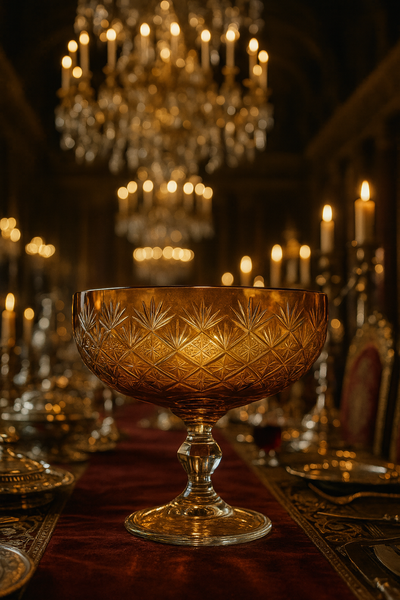 {{ vendor }} Coronet Pedestal Bowl (Sunlit Amber) — handcrafted luxury glassware