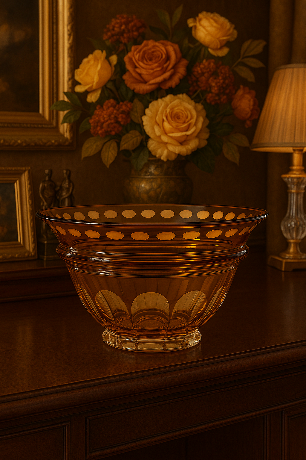 {{ vendor }} Lustria Centerpiece Bowl (Sunlit Amber) — handcrafted luxury glassware