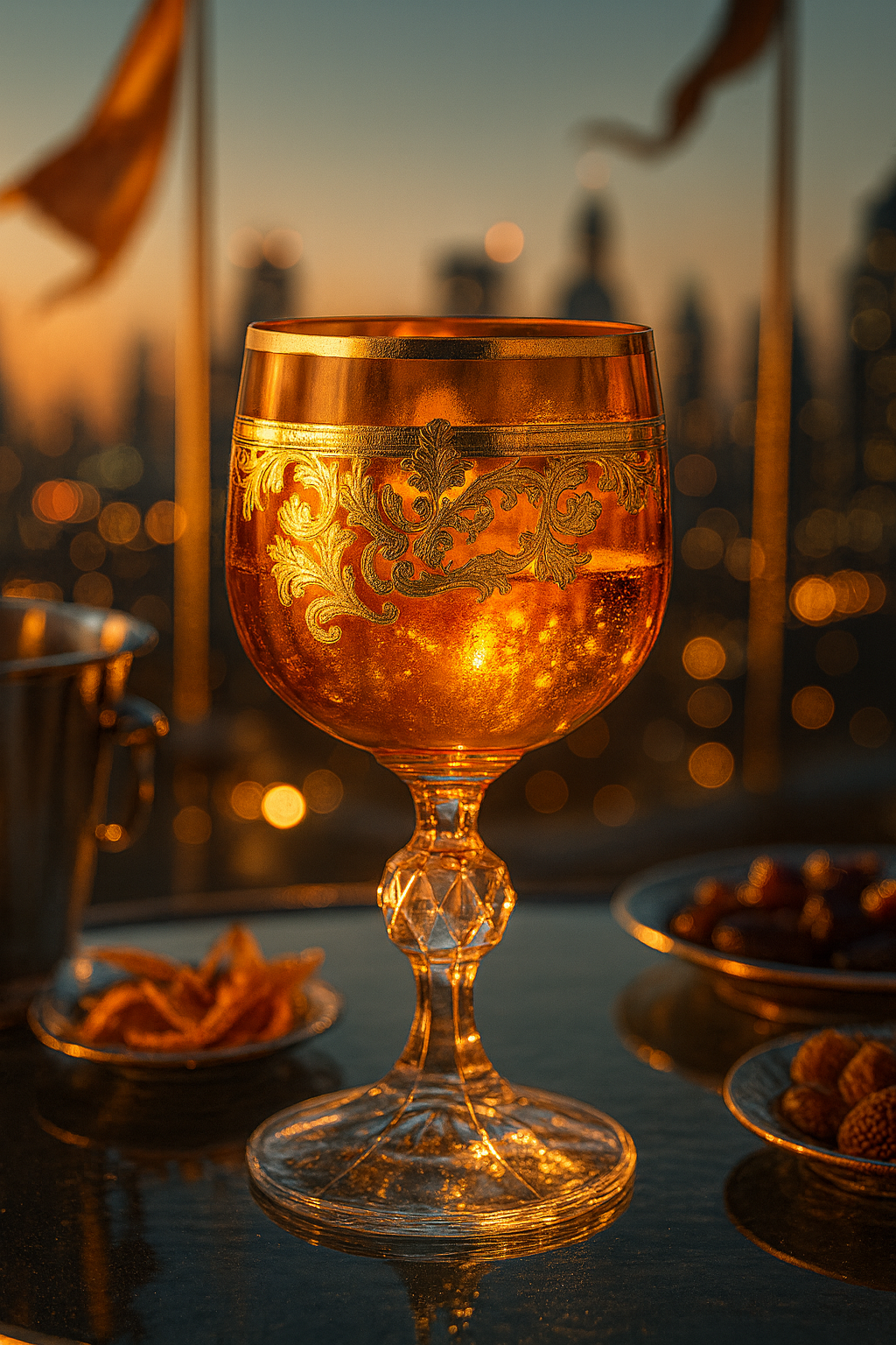 {{ vendor }} Roccaré Cordial Goblet (Sunlit Amber) — handcrafted luxury glassware