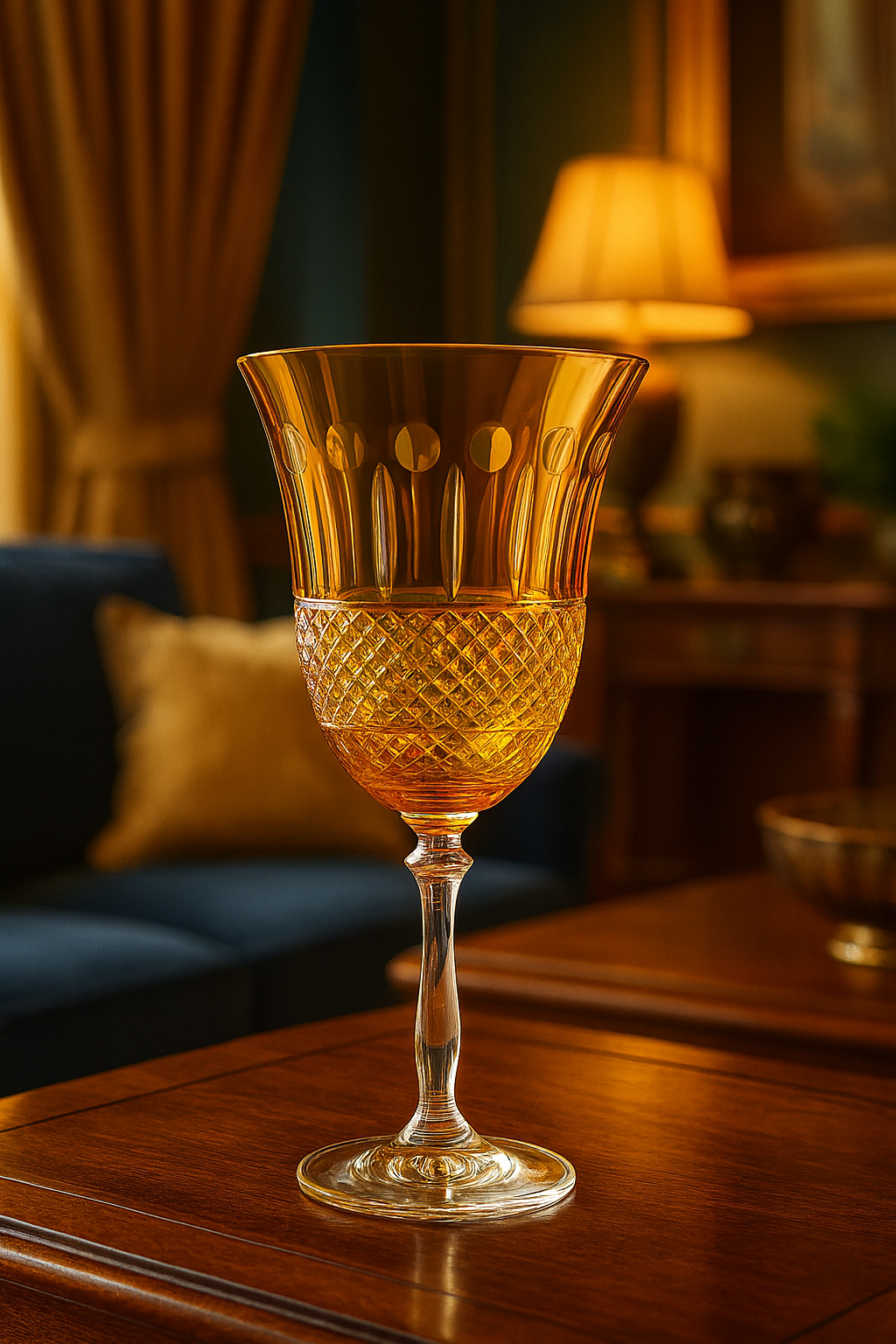 {{ vendor }} Radiara Goblet (Sunlit Amber) — handcrafted luxury glassware