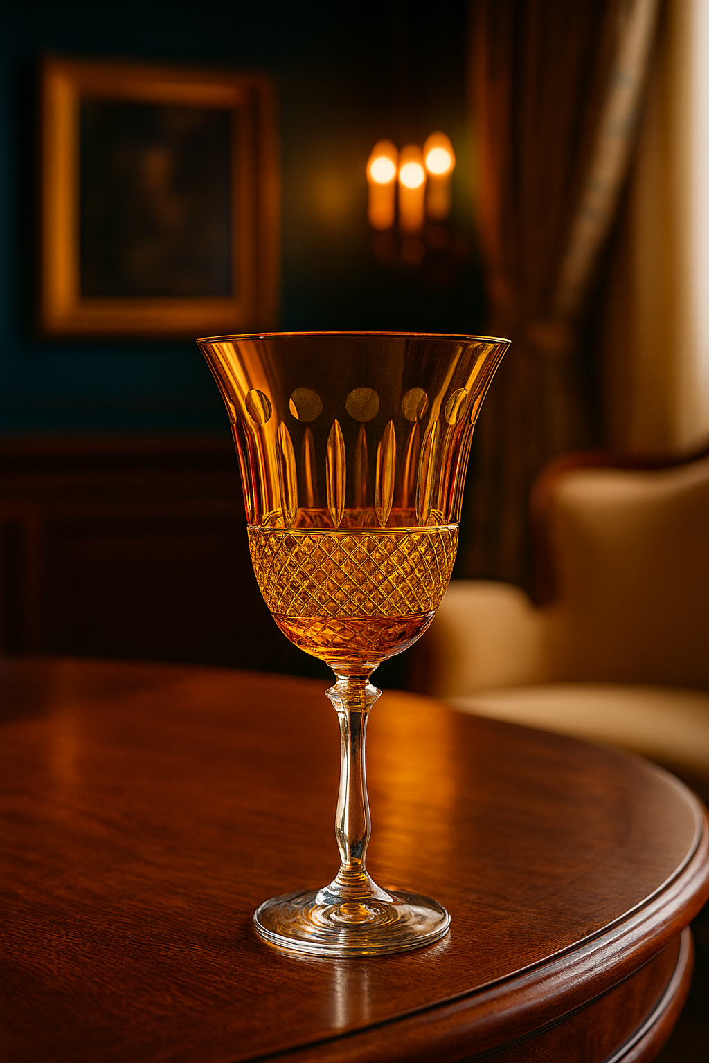 {{ vendor }} Radiara Goblet (Sunlit Amber) — handcrafted luxury glassware