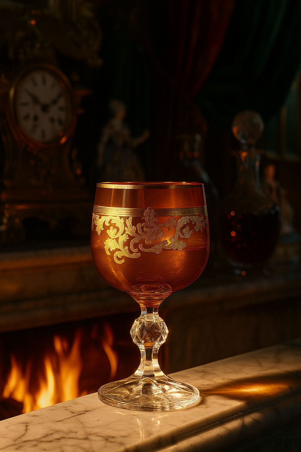 {{ vendor }} Roccaré Cordial Goblet (Sunlit Amber) — handcrafted luxury glassware