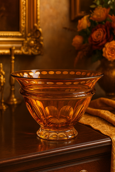 {{ vendor }} Lustria Centerpiece Bowl (Sunlit Amber) — handcrafted luxury glassware