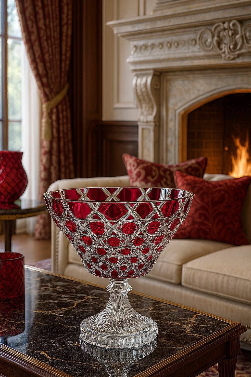 {{ vendor }} Verdura Trumpet Vase (Crimson Red) — handcrafted luxury glassware