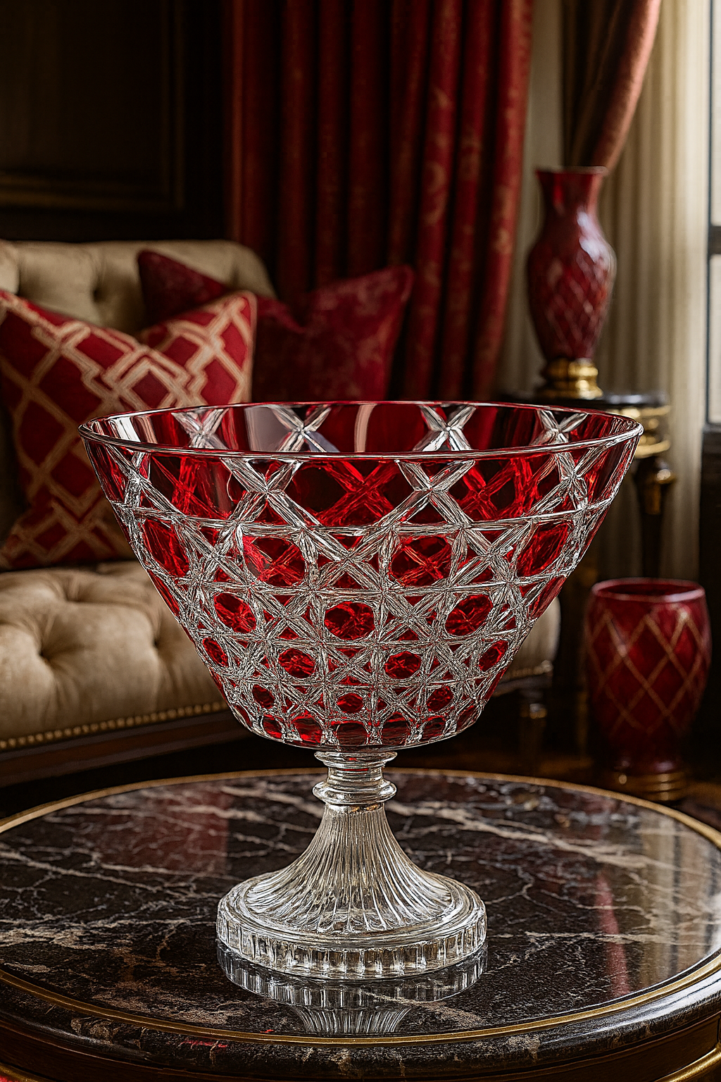 {{ vendor }} Verdura Trumpet Vase (Crimson Red) — handcrafted luxury glassware