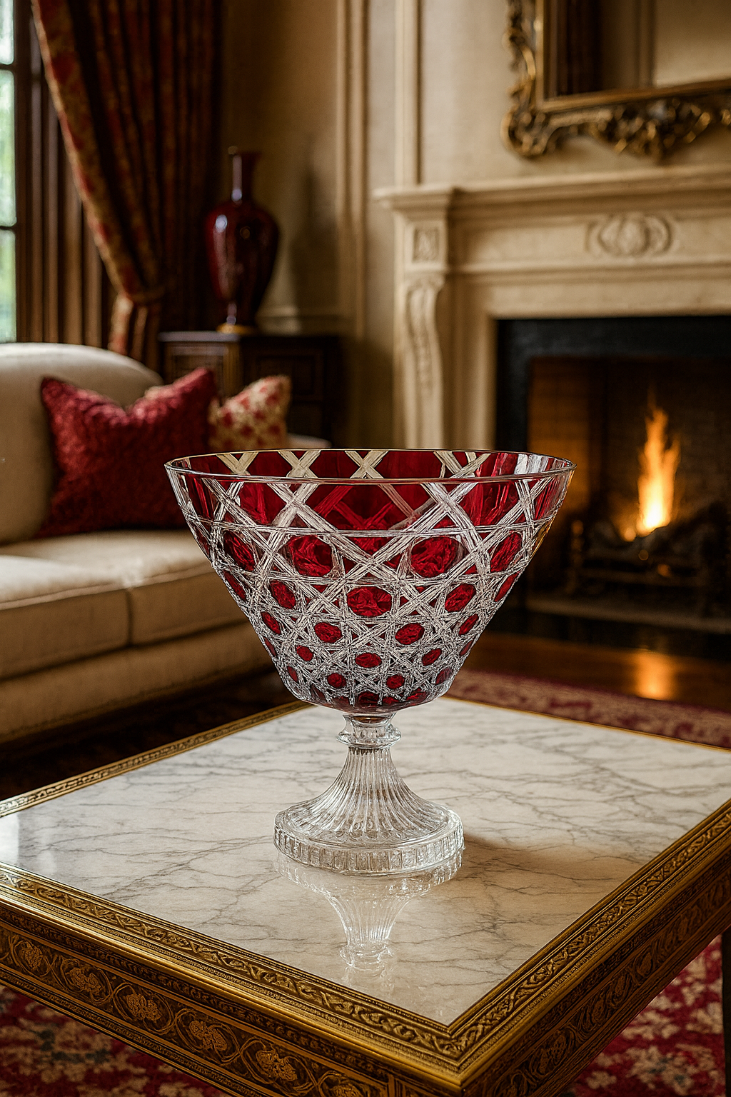 {{ vendor }} Verdura Trumpet Vase (Crimson Red) — handcrafted luxury glassware