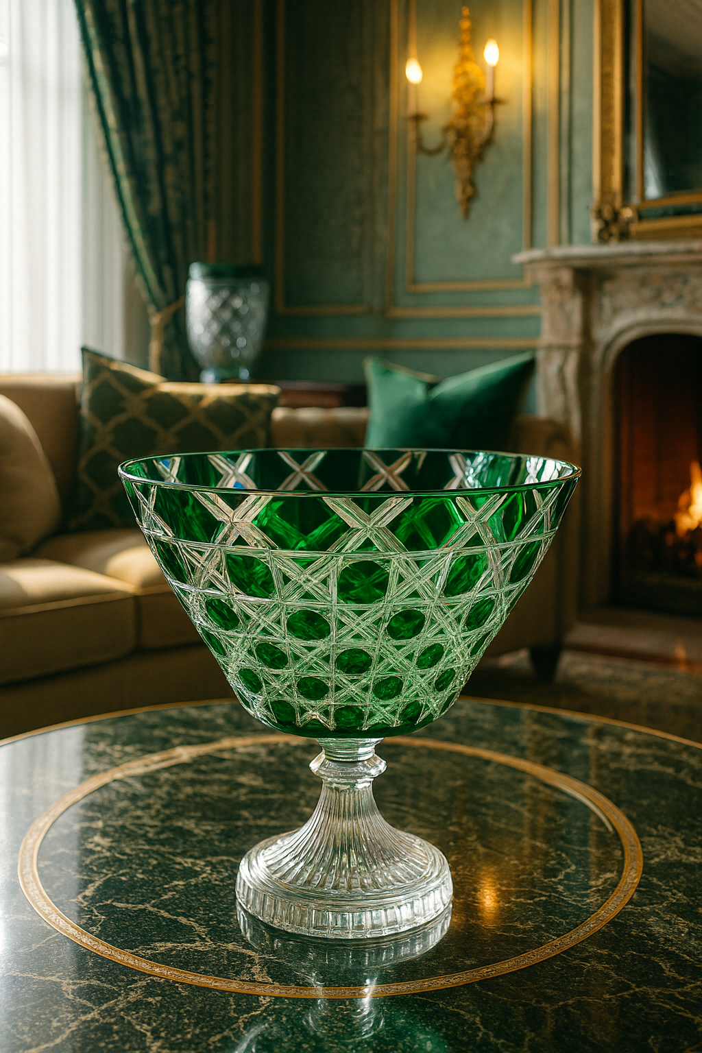 {{ vendor }} Verdura Trumpet Vase (Sylvan Emerald) — handcrafted luxury glassware