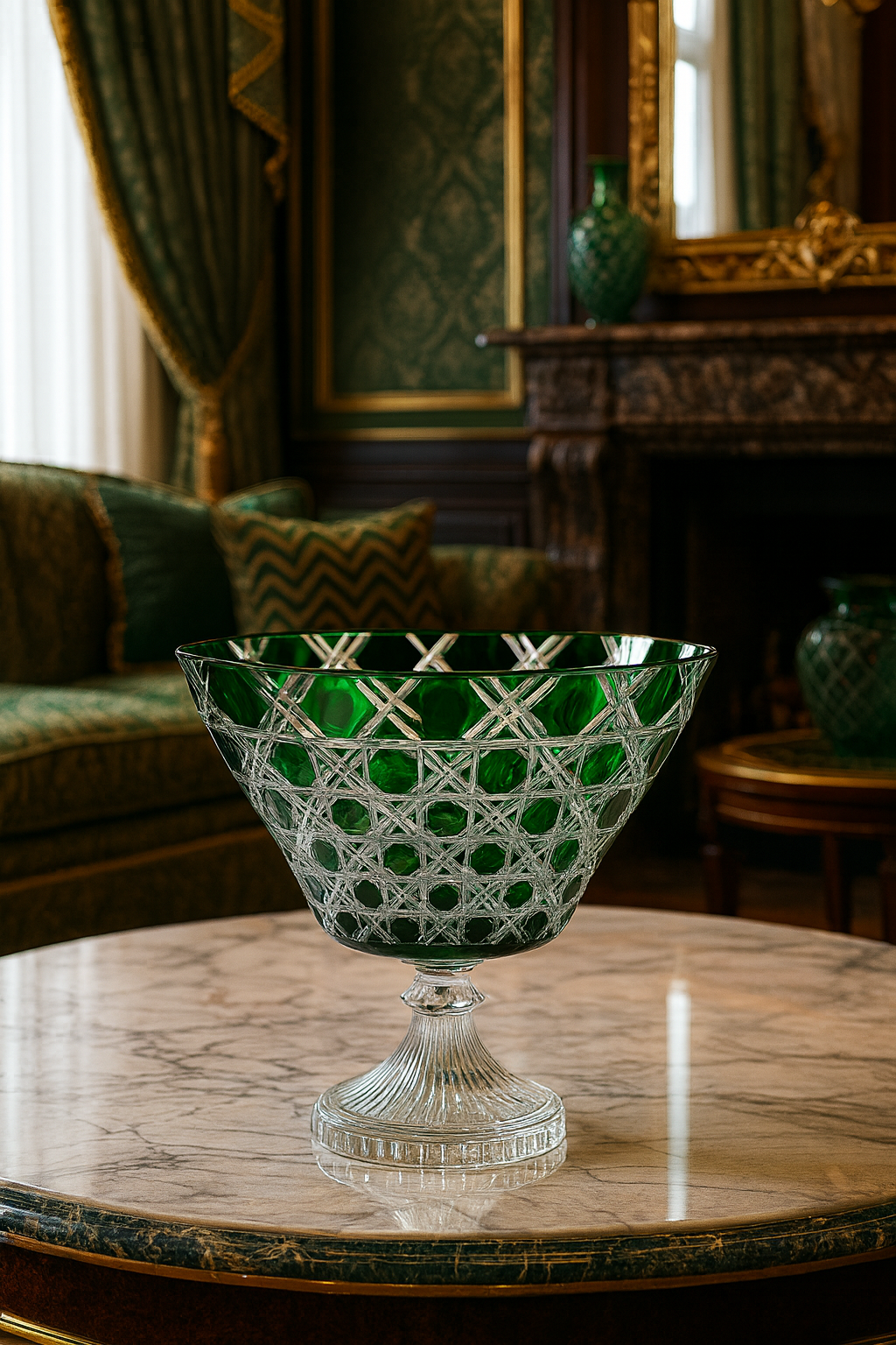 {{ vendor }} Verdura Trumpet Vase (Sylvan Emerald) — handcrafted luxury glassware