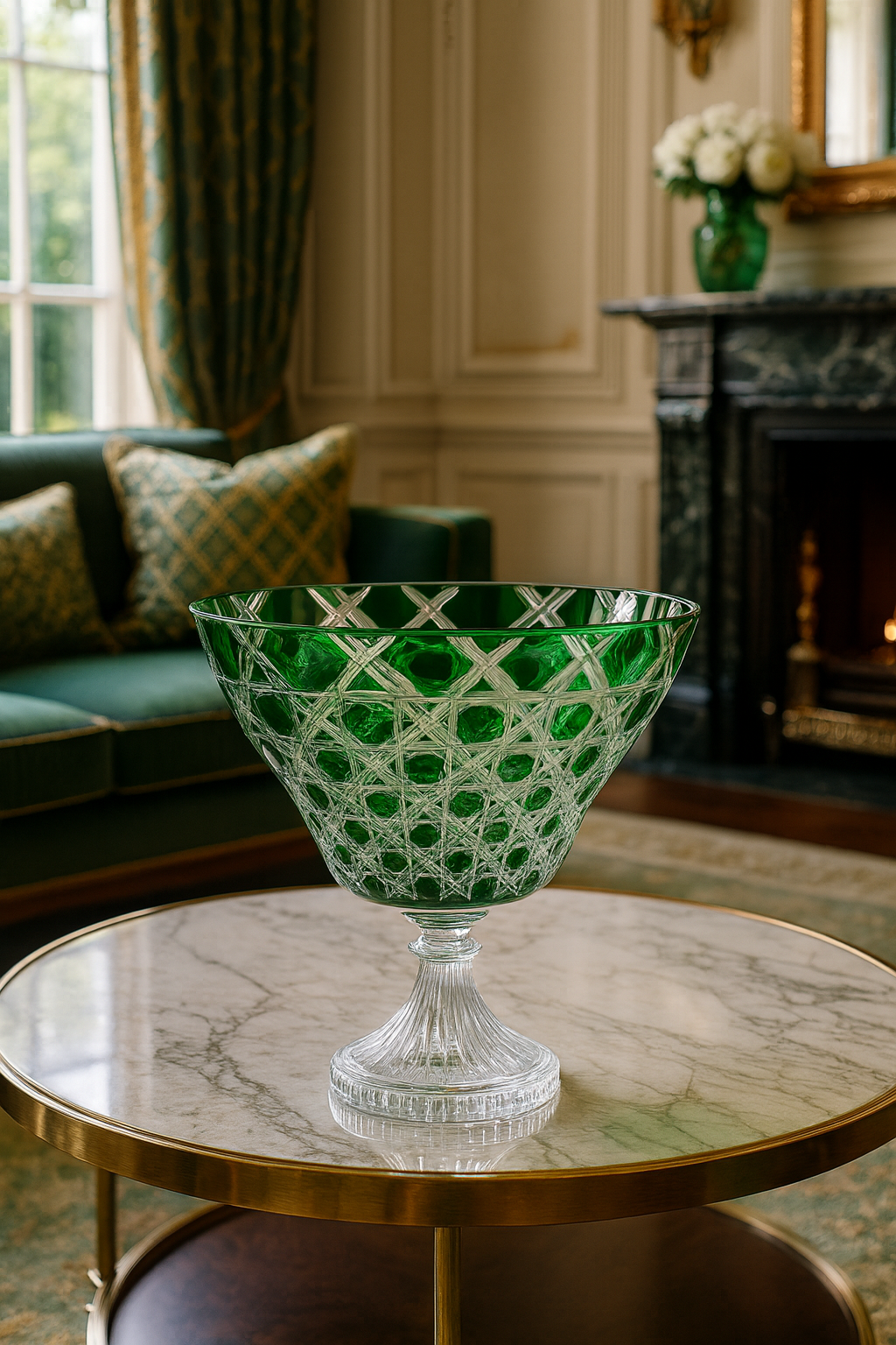 {{ vendor }} Verdura Trumpet Vase (Sylvan Emerald) — handcrafted luxury glassware