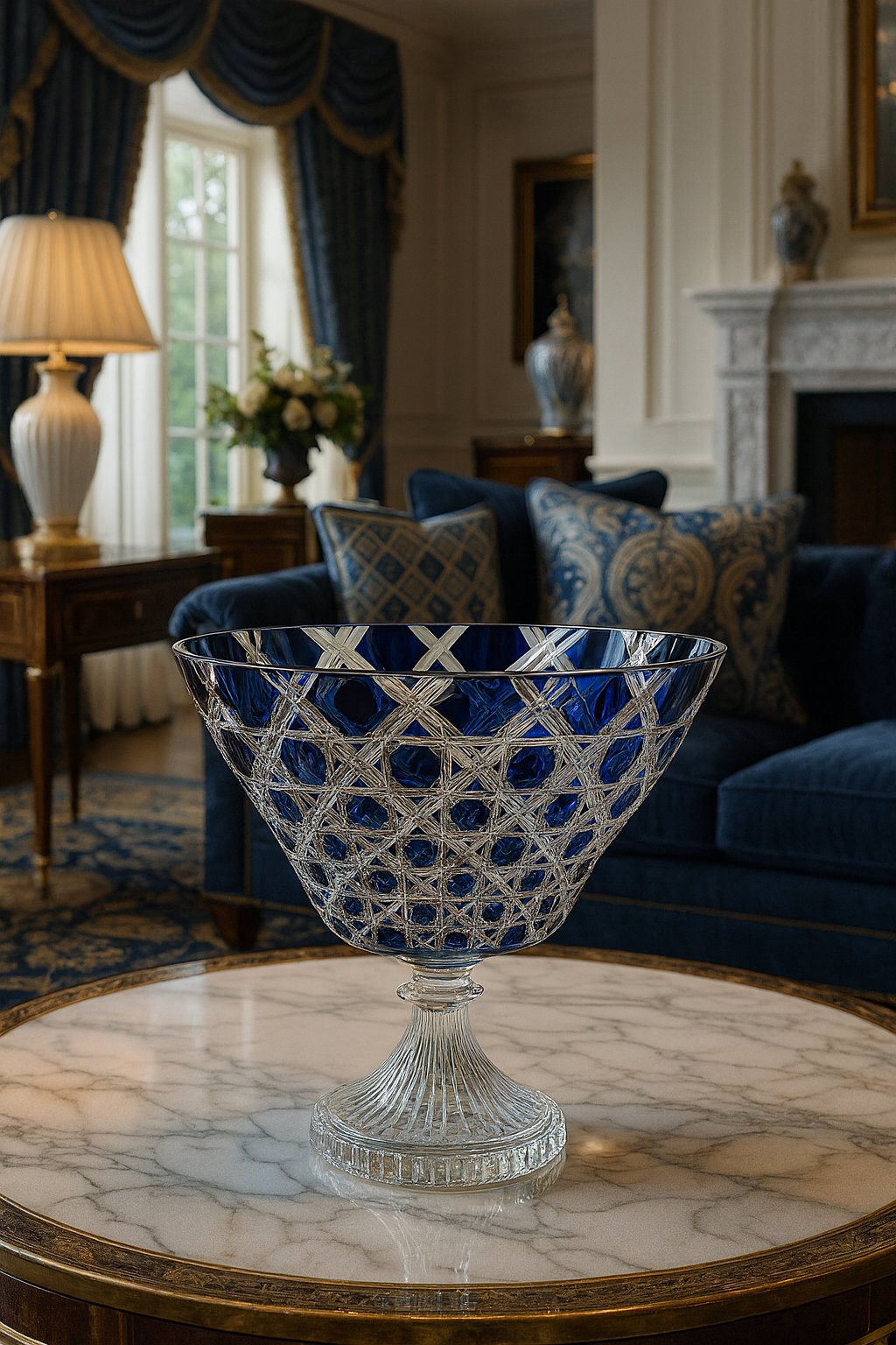 {{ vendor }} Verdura Trumpet Vase (Midnight Sapphire) — handcrafted luxury glassware