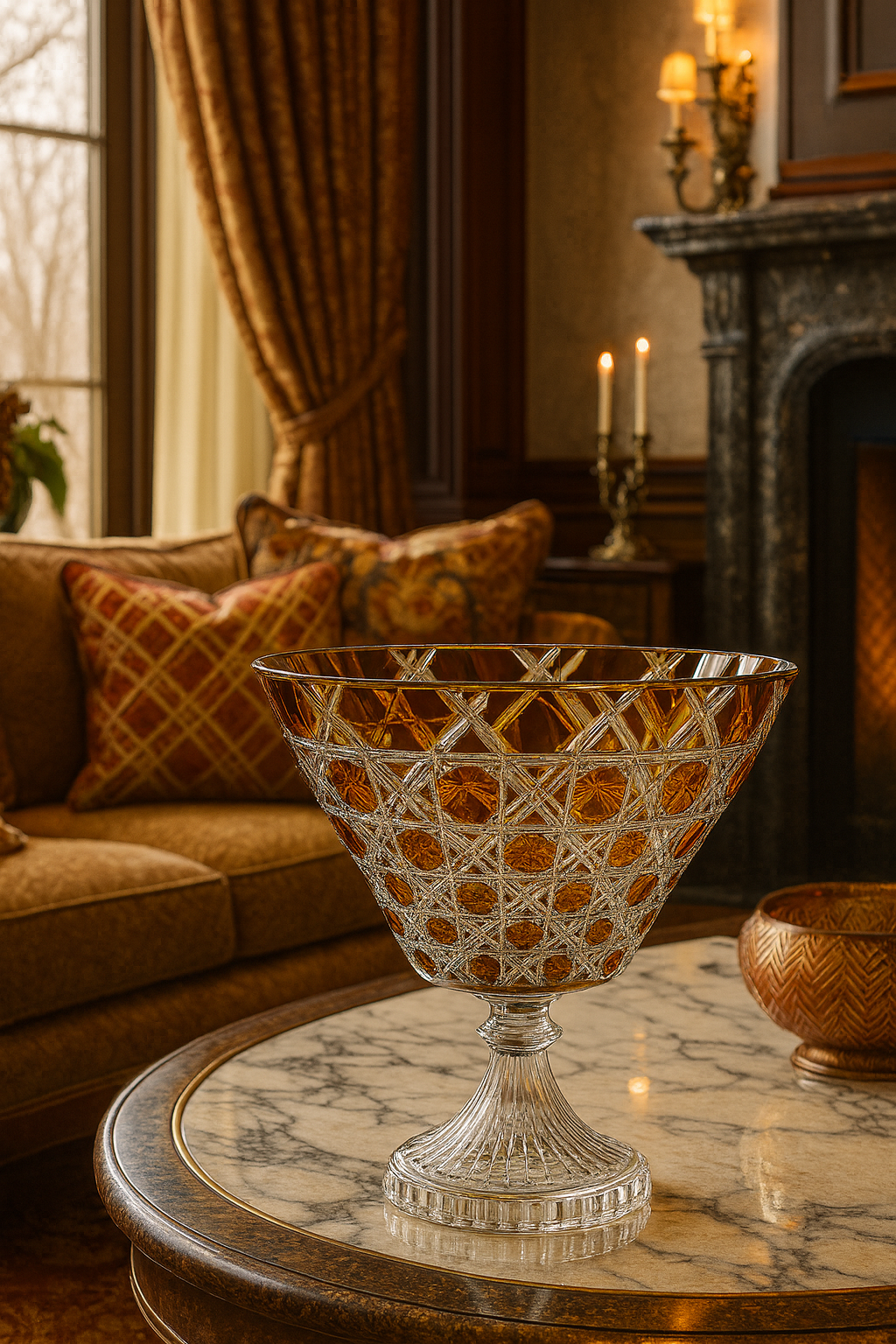 {{ vendor }} Verdura Trumpet Vase (Sunlit Amber) — handcrafted luxury glassware