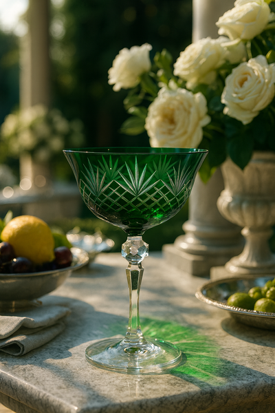 {{ vendor }} Veyra Coupe (Sylvan Emerald) — handcrafted luxury glassware