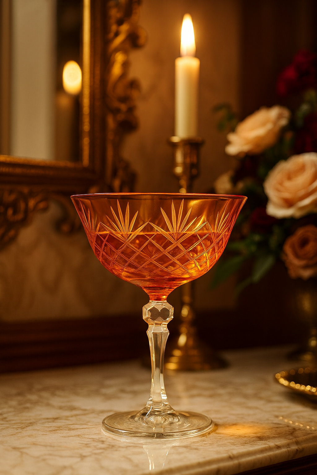 {{ vendor }} Veyra Coupe (Sunlit Amber) — handcrafted luxury glassware