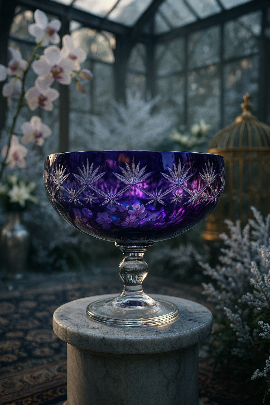 {{ vendor }} Coronet Pedestal Bowl (Regal Violet) — handcrafted luxury glassware