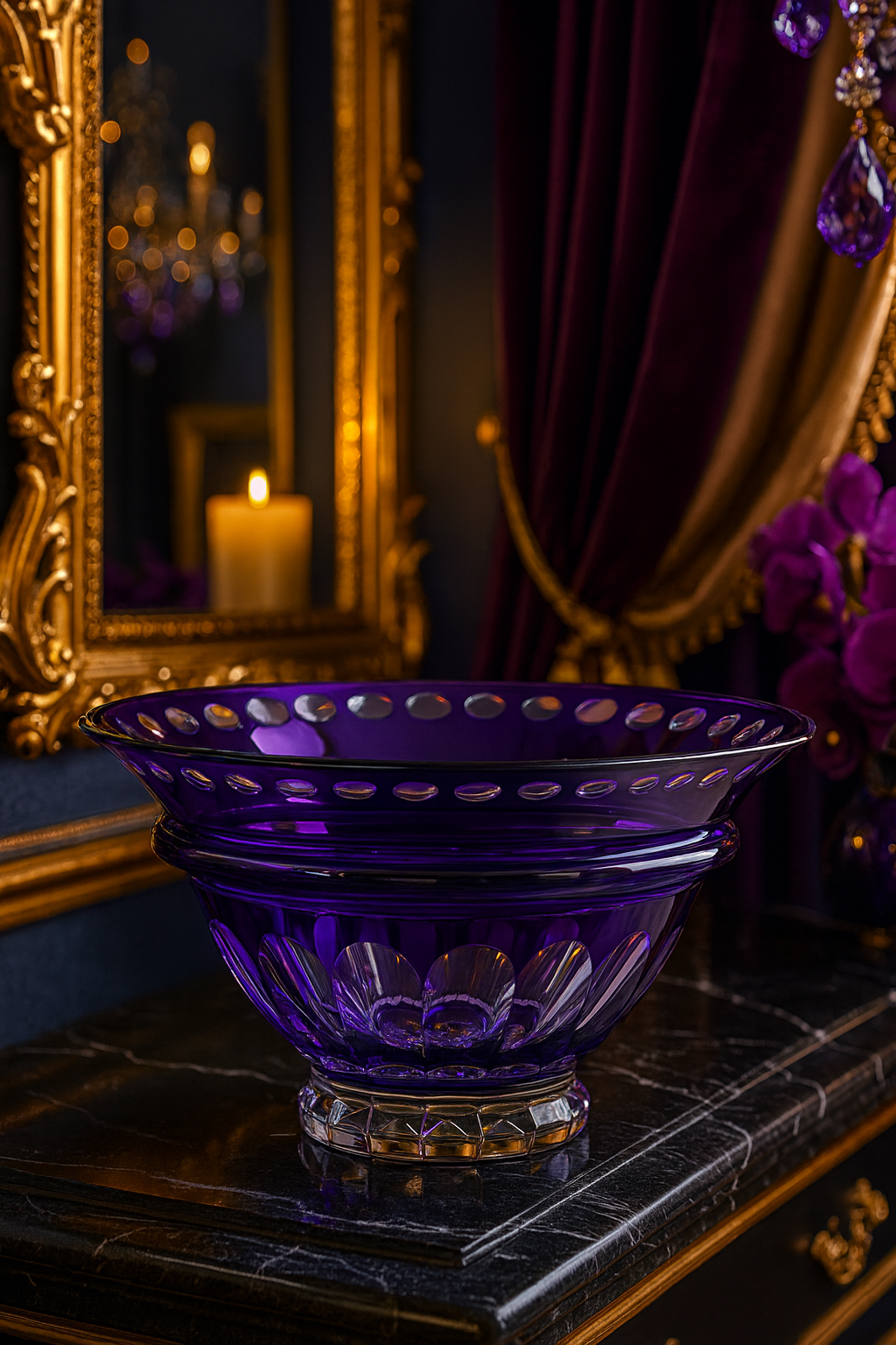 {{ vendor }} Lustria Centerpiece Bowl (Regal Violet) — handcrafted luxury glassware