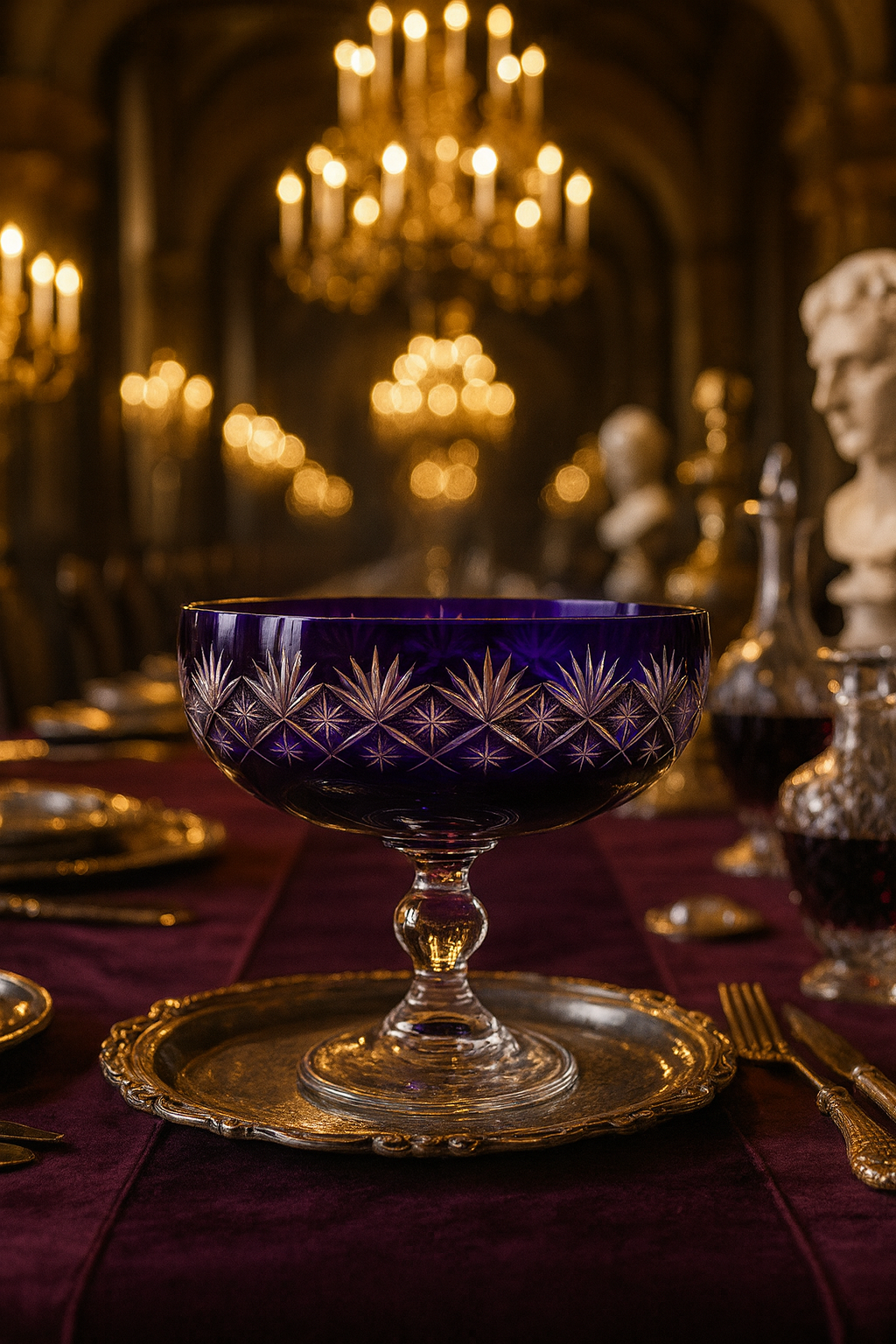 {{ vendor }} Coronet Pedestal Bowl (Regal Violet) — handcrafted luxury glassware