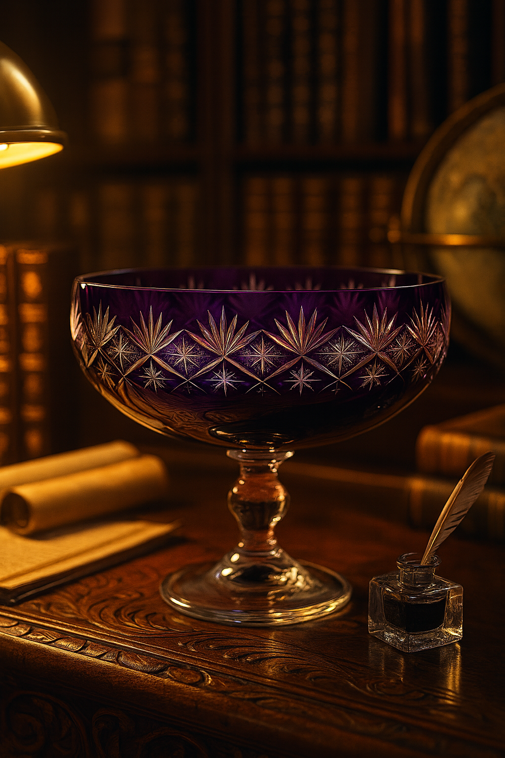 {{ vendor }} Coronet Pedestal Bowl (Regal Violet) — handcrafted luxury glassware