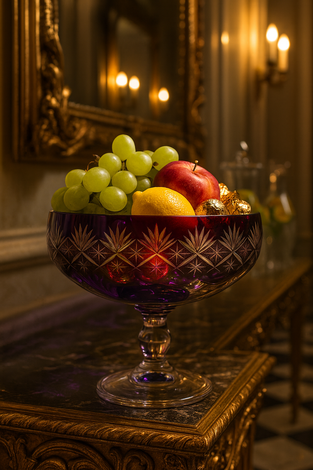 {{ vendor }} Coronet Pedestal Bowl (Regal Violet) — handcrafted luxury glassware