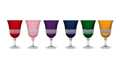 {{ vendor }} Radiara Water Goblet — 6-Piece Color Set — handcrafted luxury glassware