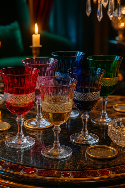 {{ vendor }} Radiara Water Goblet — 6-Piece Color Set — handcrafted luxury glassware