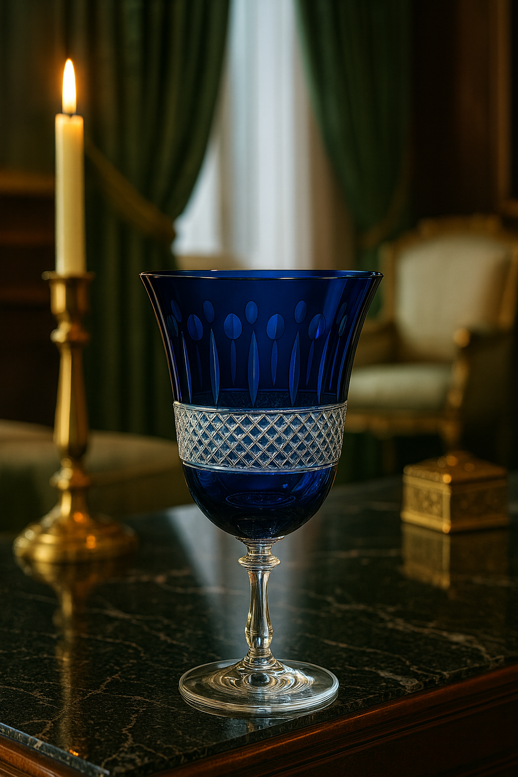 {{ vendor }} Radiara Water Goblet (Midnight Sapphire) — handcrafted luxury glassware