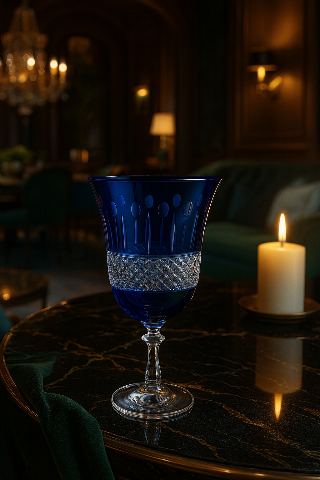 {{ vendor }} Radiara Water Goblet (Midnight Sapphire) — handcrafted luxury glassware