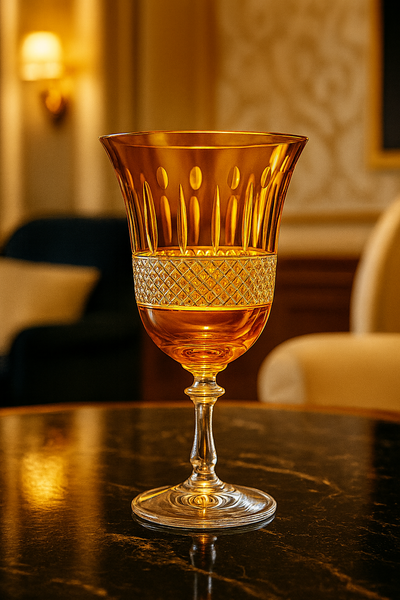 {{ vendor }} Radiara Water Goblet (Sunlit Amber) — handcrafted luxury glassware