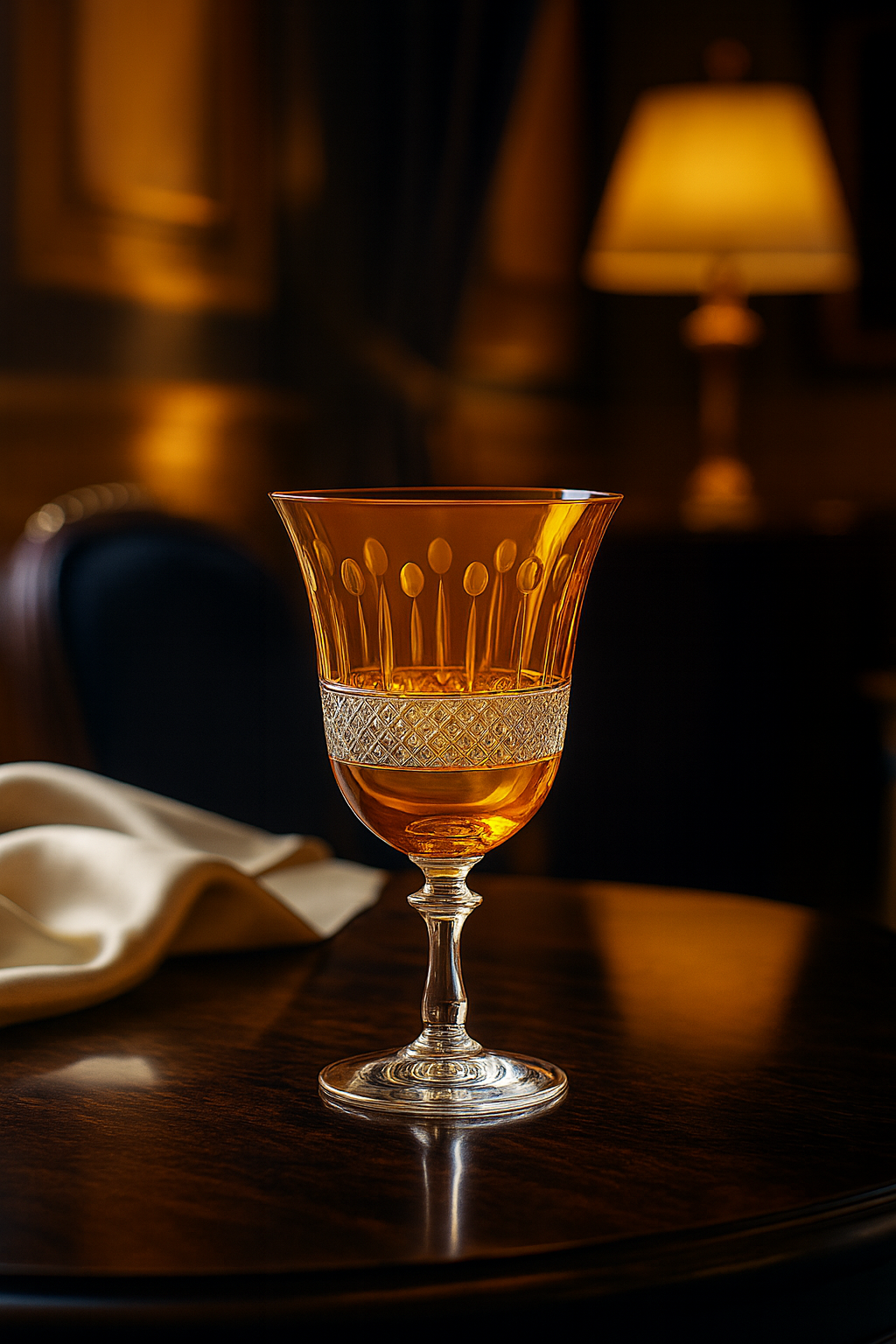 {{ vendor }} Radiara Water Goblet (Sunlit Amber) — handcrafted luxury glassware